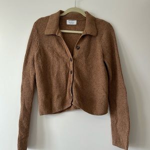 Old navy shaker stitch collared cardigan sweater color Belgian waffle